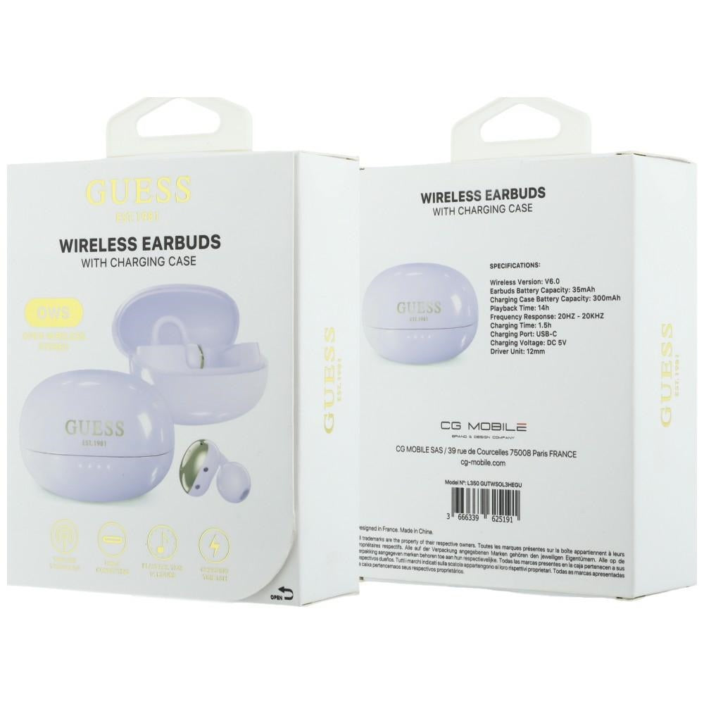 Handsfree Bluetooth Guess Acabamento Metálico Partes Electropated Clássico, TWS, Roxo