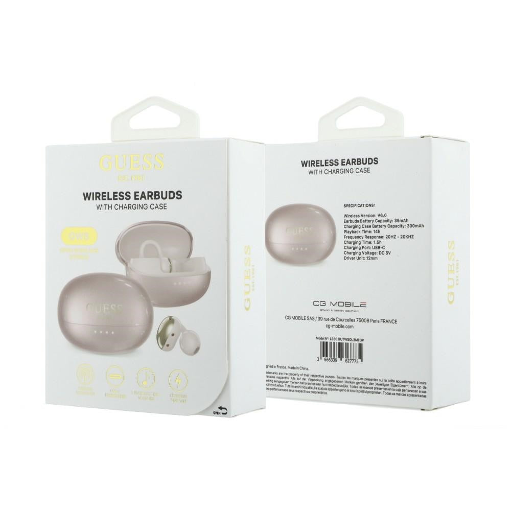 Auricular Bluetooth Guess Acabamento Metálico Partes Electropated Clássico, TWS, Rosa