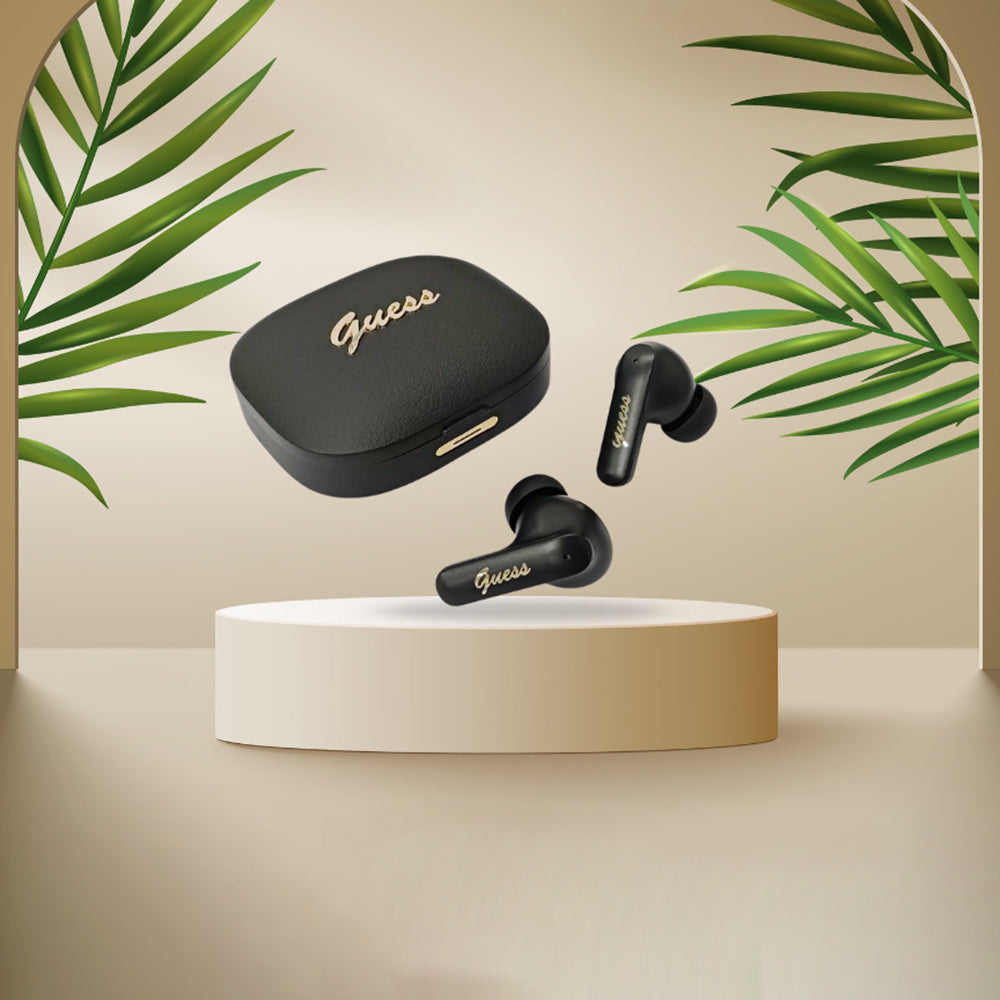 Handsfree Bluetooth Guess Script Metal Logo, TWS, Preto