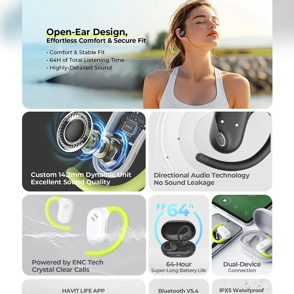 Handsfree Bluetooth HAVIT OWS915, TWS, Preto