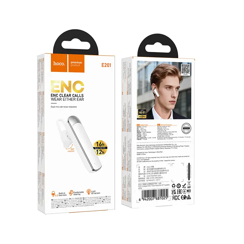Auricular Bluetooth HOCO E201, Branco