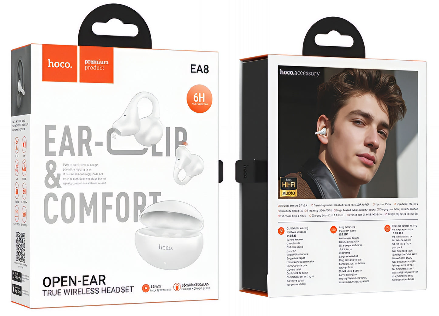Handsfree Bluetooth HOCO EA8, TWS, Branco