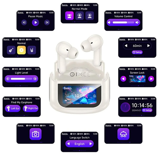 Handsfree Bluetooth HOCO EQ21, TWS, ANC, Branco