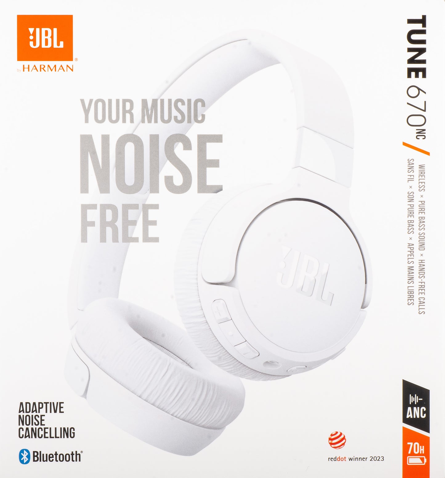 Handsfree Bluetooth JBL Tune 670NC, MultiPoint, A2DP, ANC, Branco JBLT670NCWHTAP