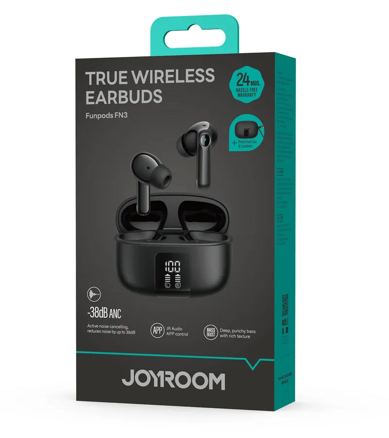 Auriculares Bluetooth Joyroom Funpods JR-FN3, TWS, ANC, Preto