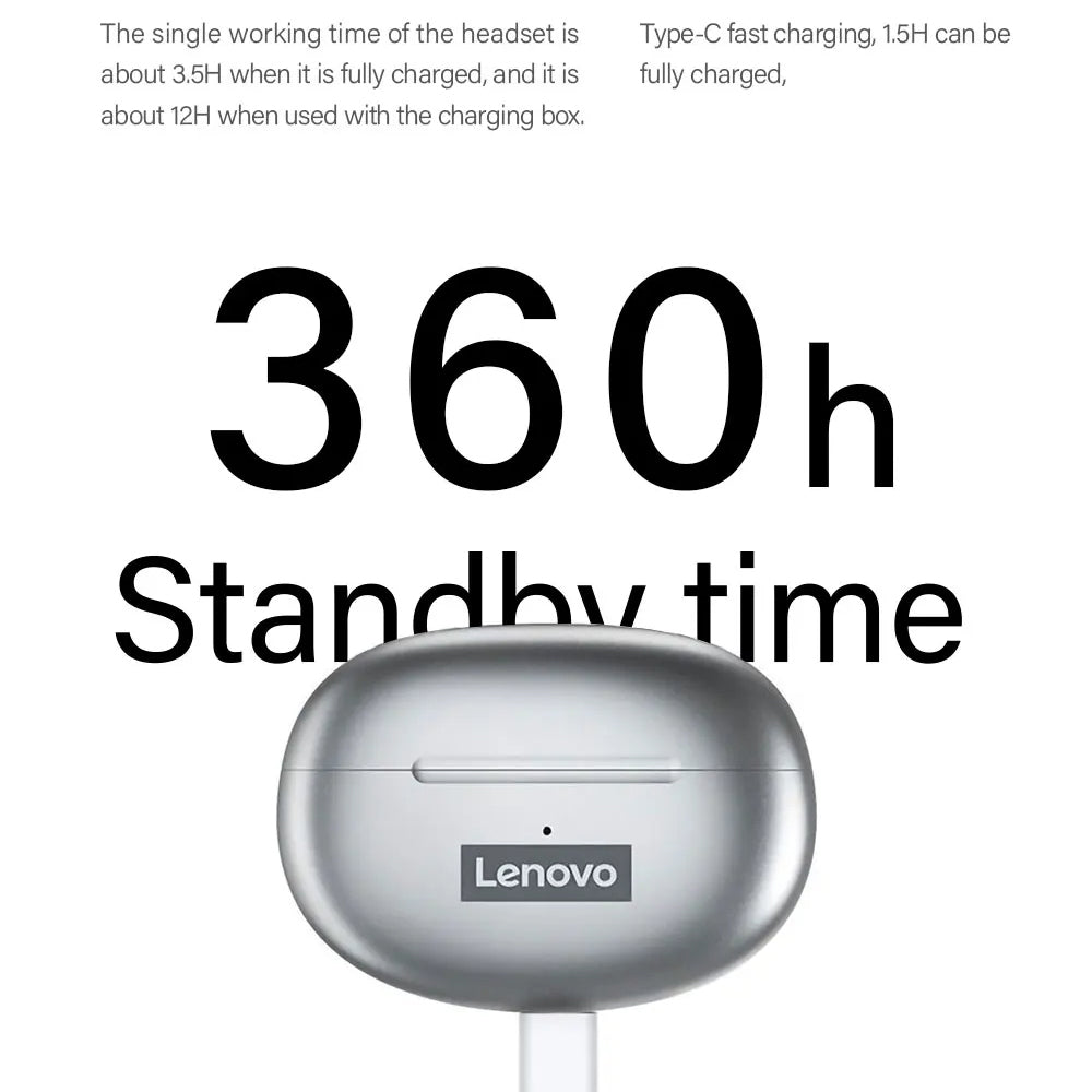 Handsfree Bluetooth Lenovo ThinkPlus LP5, TWS, Branco