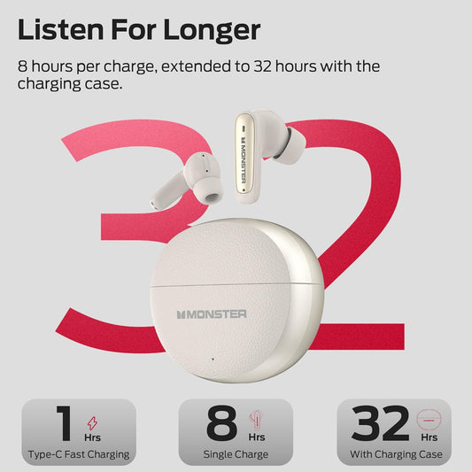Handsfree Bluetooth Monster N-Lite 310, TWS, Creme Claro