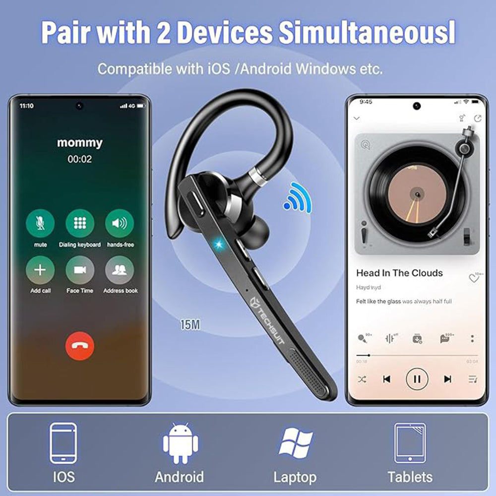 Handsfree Bluetooth Techsuit G9 TalkZen, A2DP, Preto