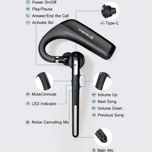 Handsfree Bluetooth Techsuit PowerTalks G6, MultiPoint, A2DP, Preto