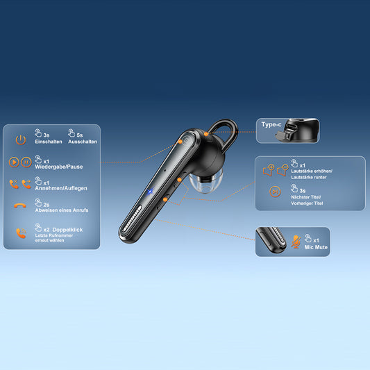 Auricular Bluetooth Techsuit Voicera CB3 mãos-livres, A2DP, Preto