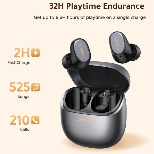 Auriculares Bluetooth Mãos Livres UGREEN Dots (75628), TWS, MultiPoint, Preto