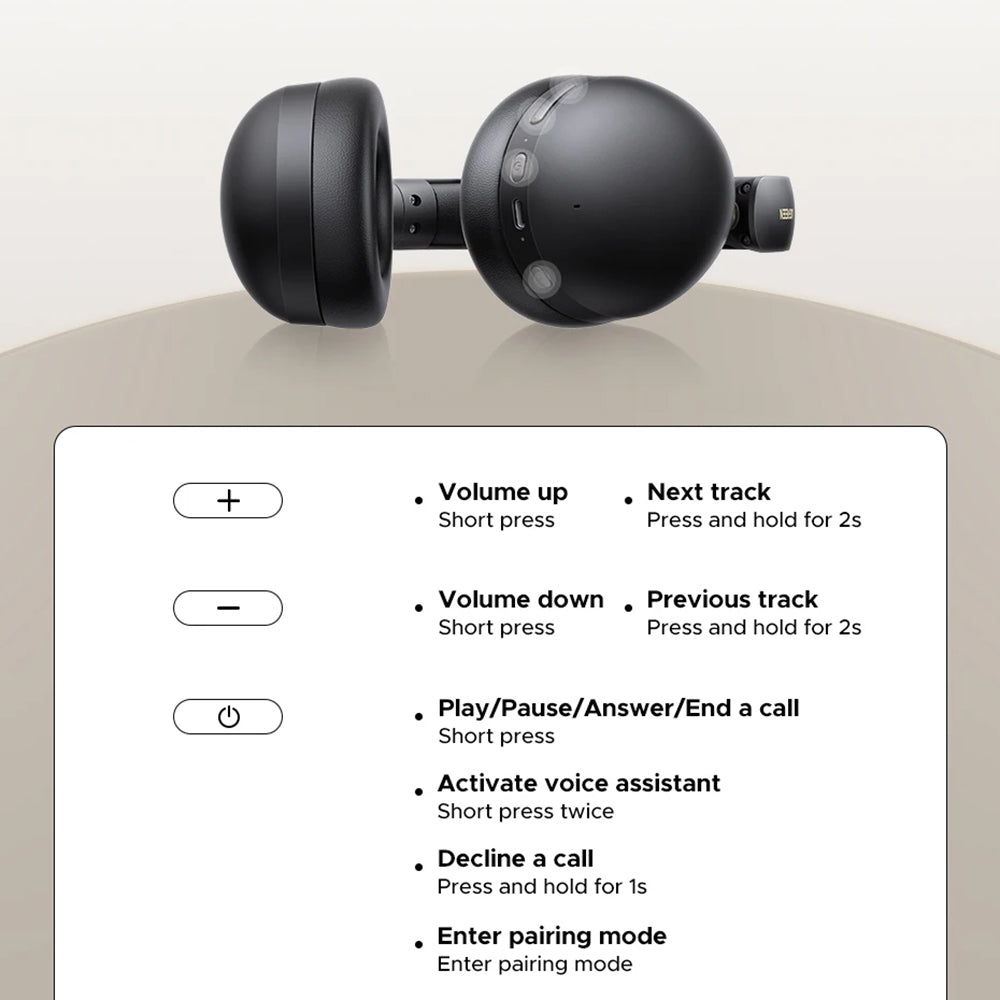 Handsfree Bluetooth UGREEN HiTune Max 2 HP205, MultiPoint, A2DP, ANC, Preto