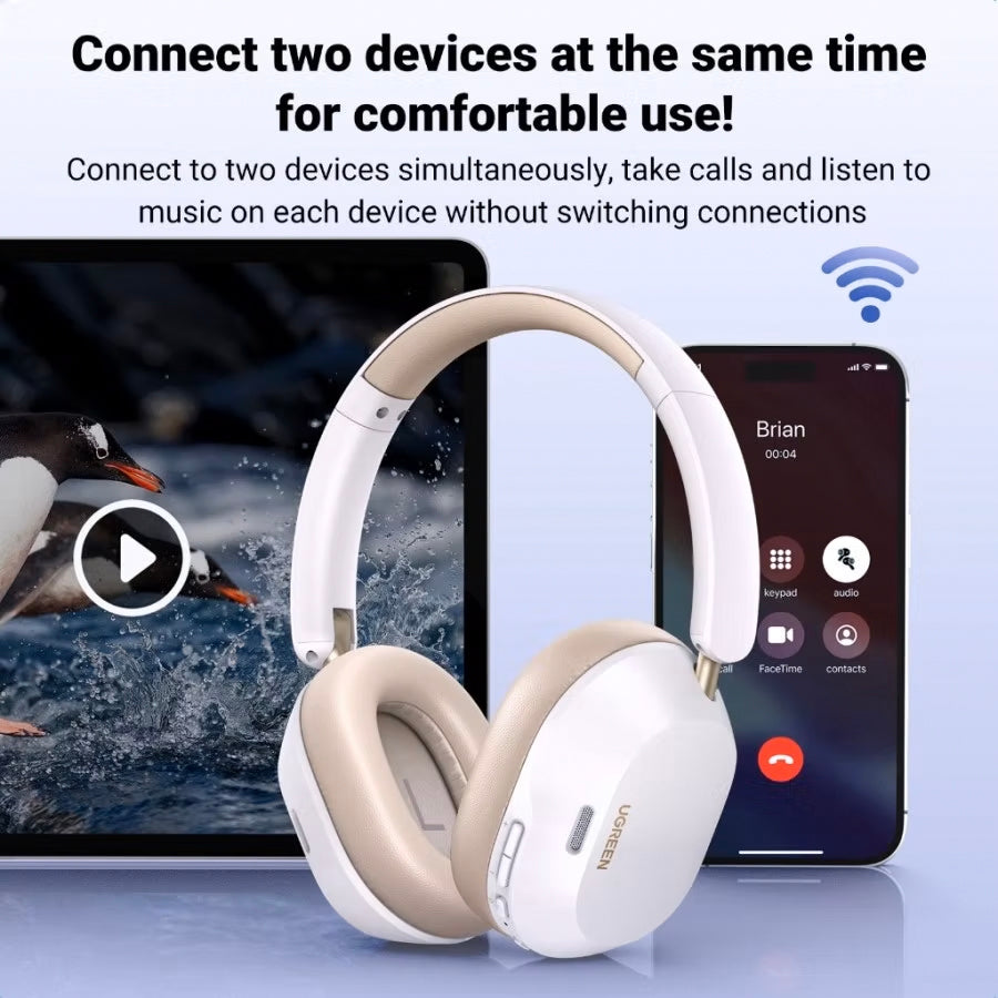 Handsfree Bluetooth UGREEN HiTune Max5C HP203, A2DP, ANC, Branco
