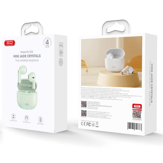 Mãos-livres Bluetooth XO Design X33, TWS, Verde