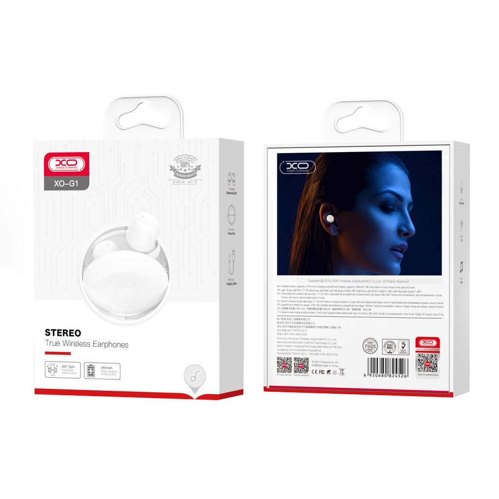 Handsfree Bluetooth XO Design G1, TWS, Branco