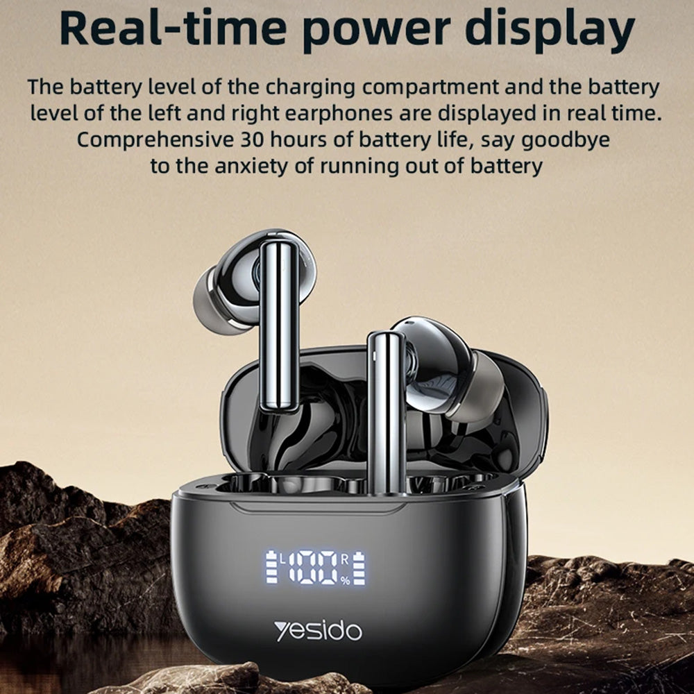 Handsfree Bluetooth Yesido TWS23, TWS, ANC, Preto