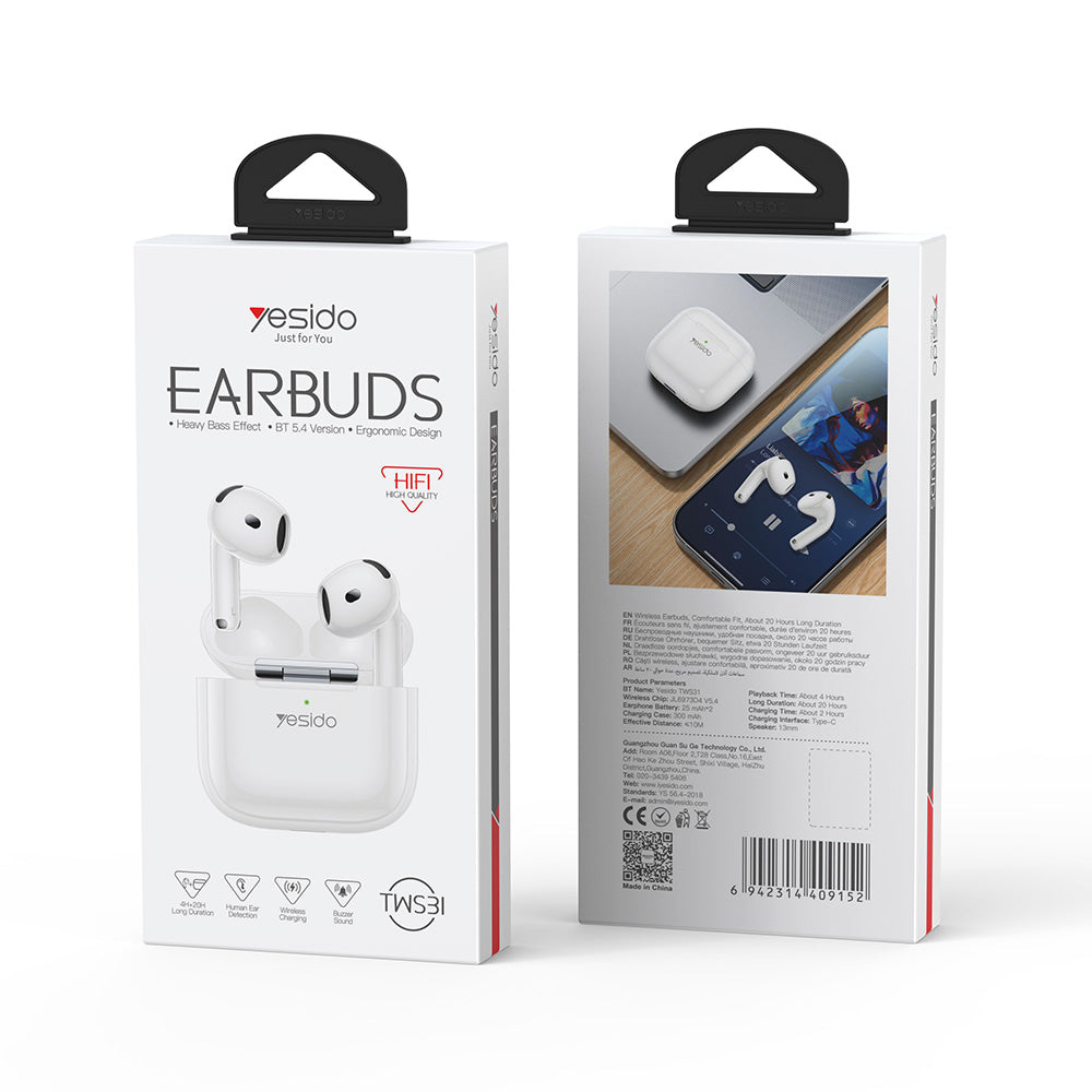 Handsfree Bluetooth Yesido TWS31, TWS, Branco