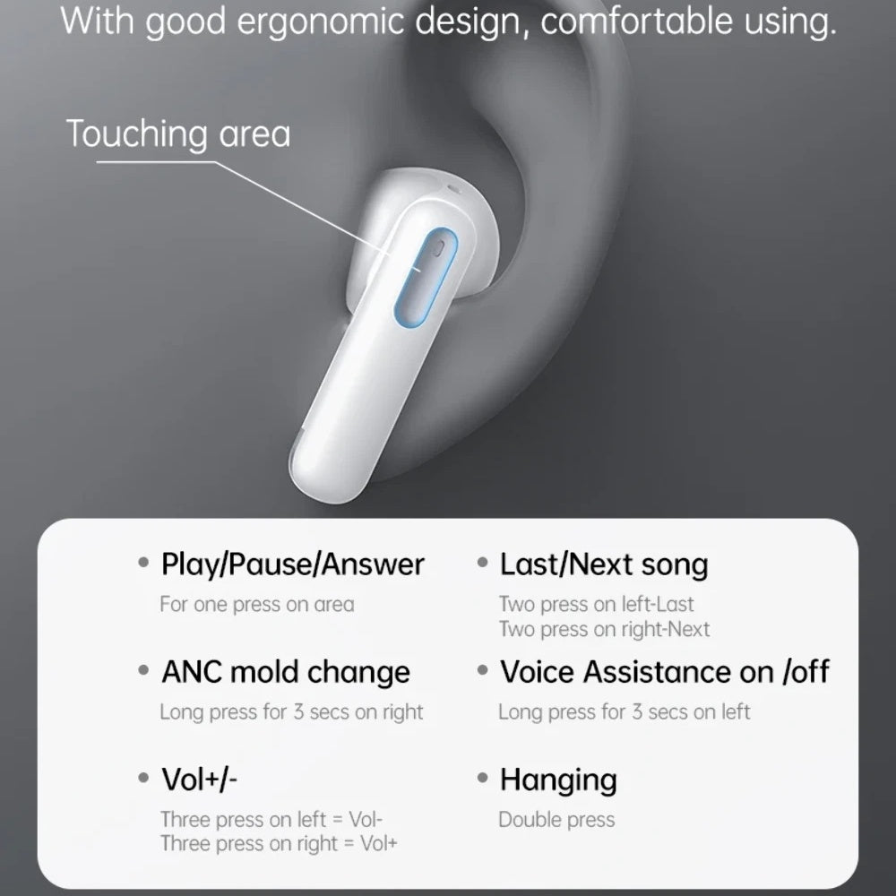 Handsfree Bluetooth Yesido TWS34, TWS, ANC, Branco