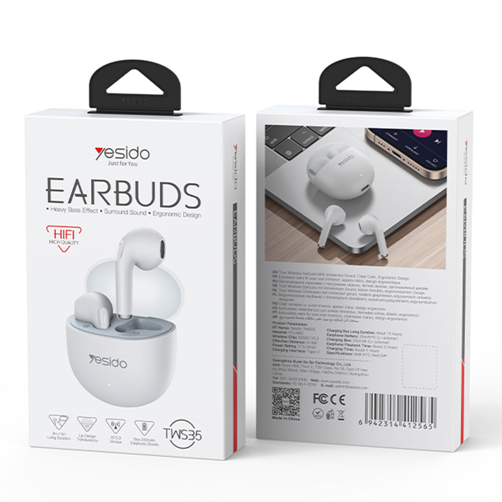 Handsfree Bluetooth Yesido TWS35, TWS, Branco