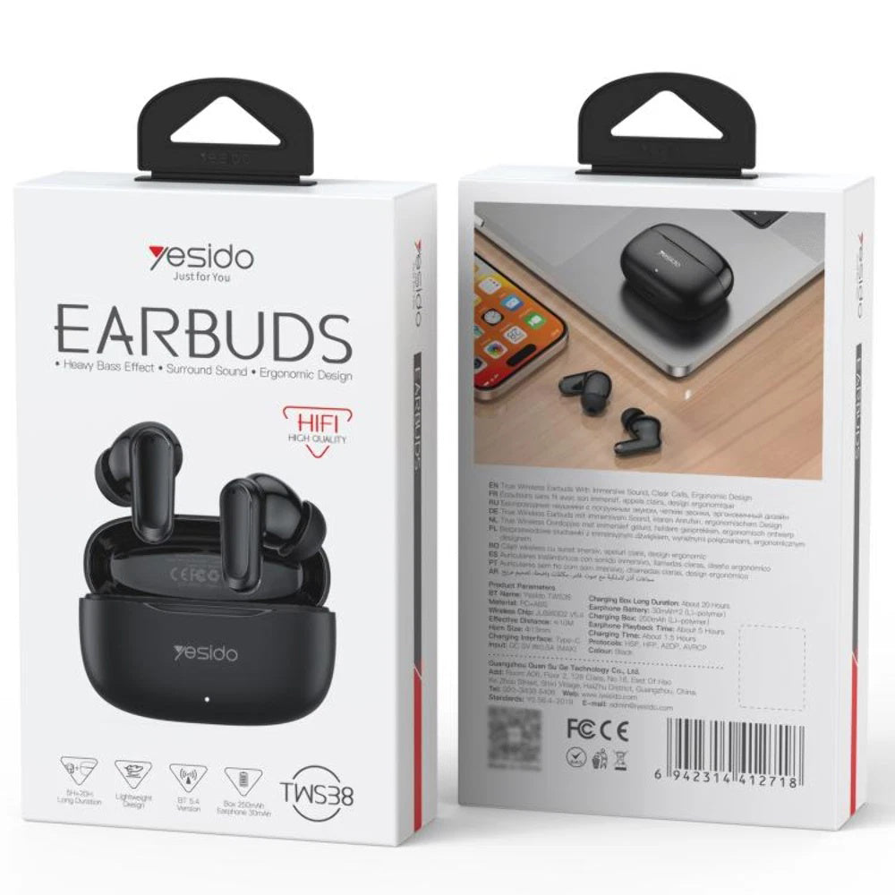 Handsfree Bluetooth Yesido TWS38, TWS, Branco