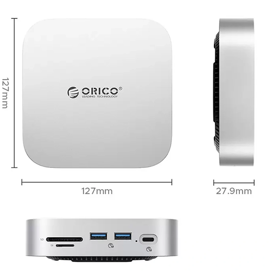 Hub Multifuncional Orico MiniLink M48PR para Apple Mac Mini M4, 9em1, Prateado