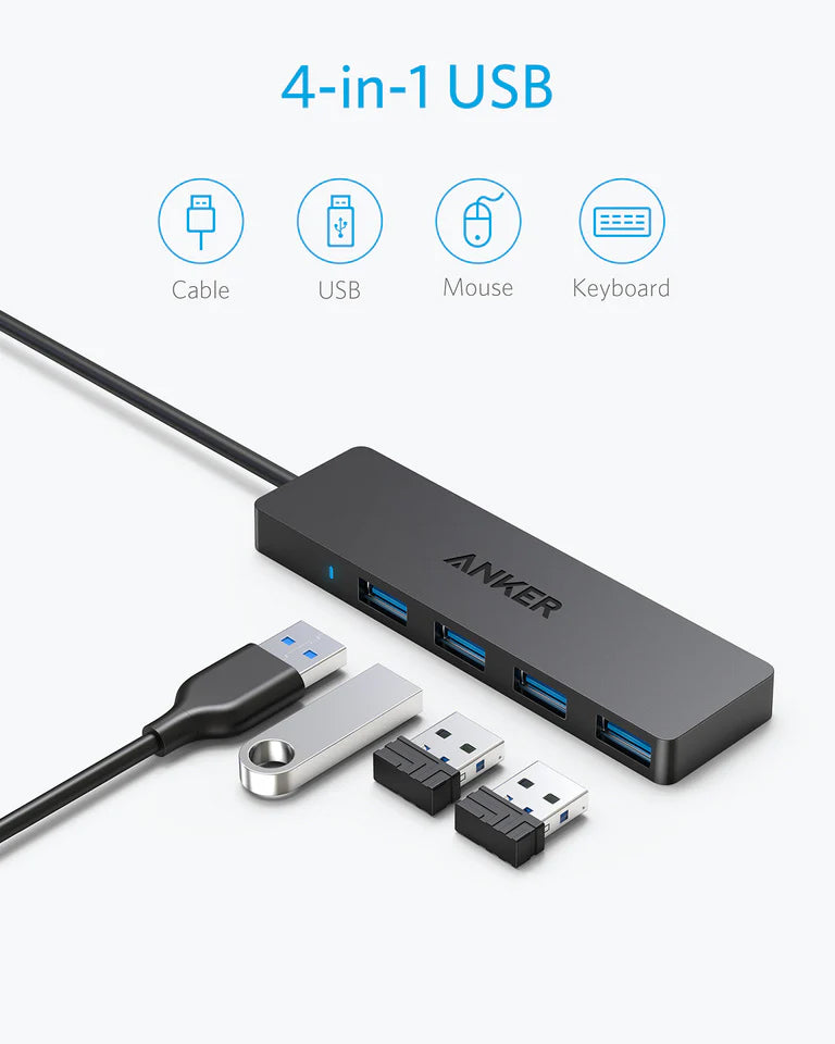 Hub USB Anker, 4 x USB-A 3.0, Preto A7516016