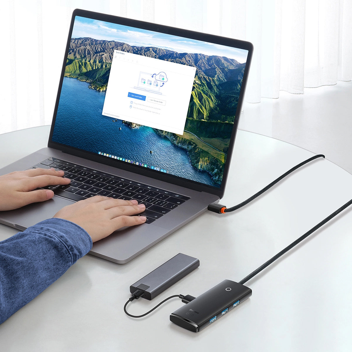Hub USB Baseus Lite, 4 x USB-A 3.0 - 1 x USB-C, 2m, Preto WKQX030201
