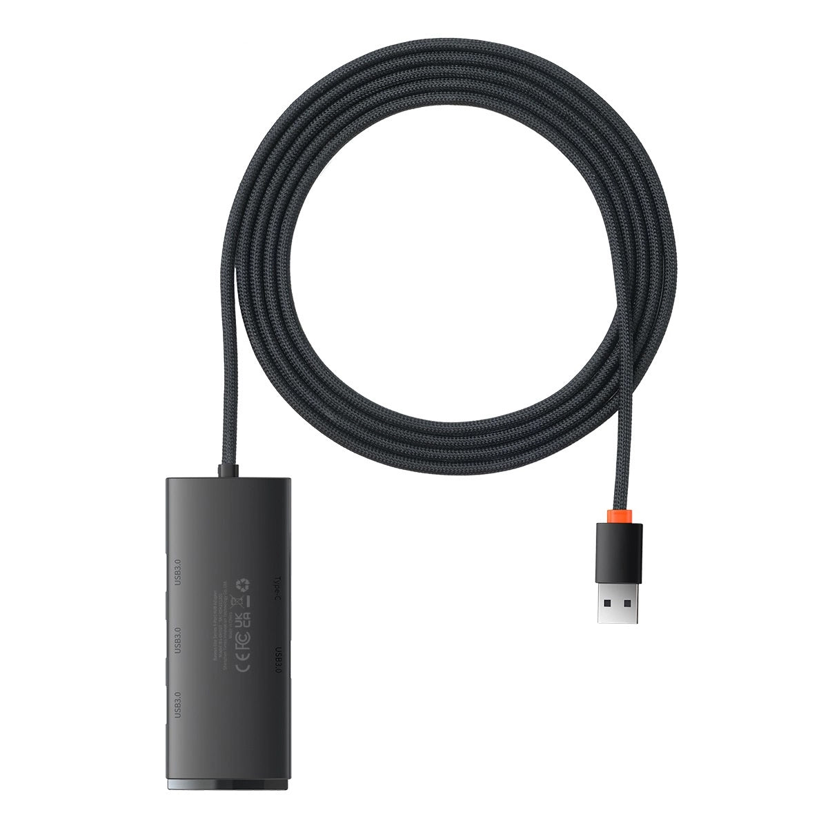 Hub USB Baseus Lite, 4 x USB-A 3.0 - 1 x USB-C, 2m, Preto WKQX030201