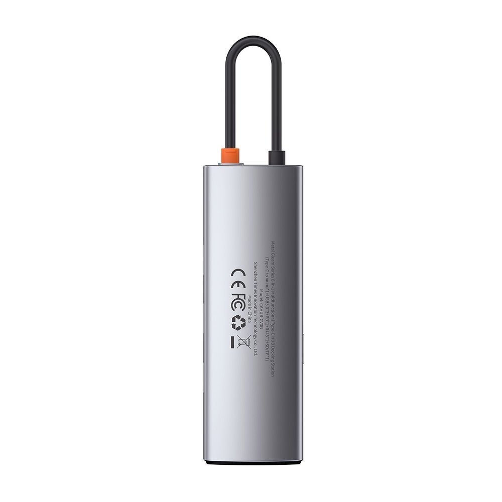 Hub USB-C Baseus, 3 x USB-A 3.0 - 1 x USB-C - 1 x HDMI - 1 x RJ45 - 1 x SD - 1 x microSD, Cinzento CAHUB-CV0G