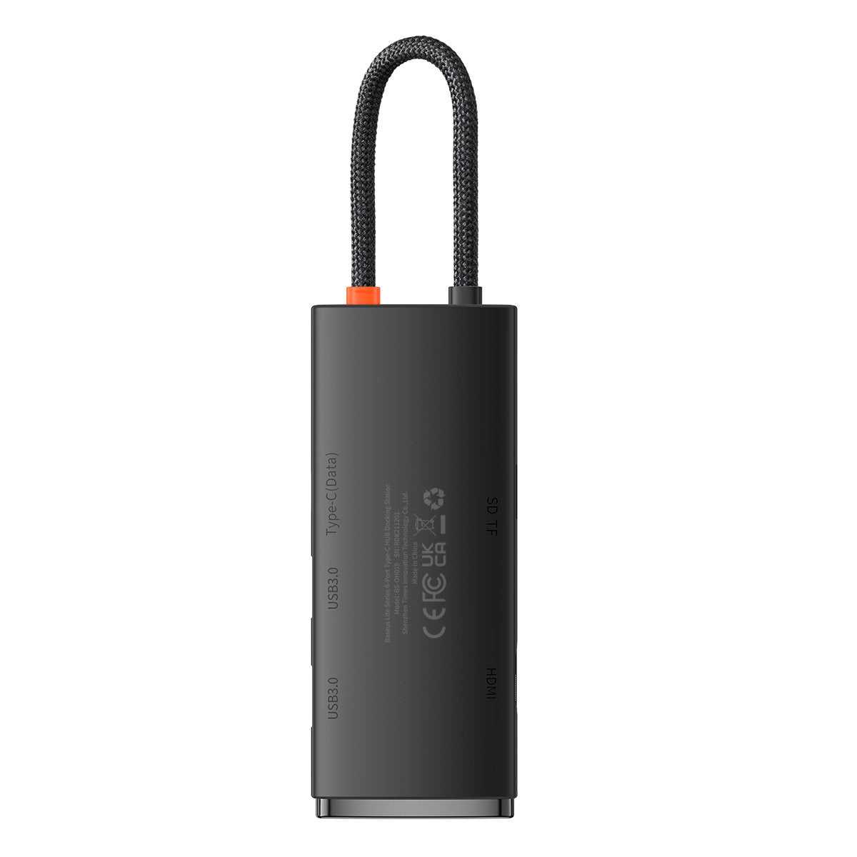 Hub USB-C Baseus, 2 x USB-A 3.0 - 1 x USB-C - 1 x HDMI - 1 x SD - 1 x microSD, Preto WKQX050001