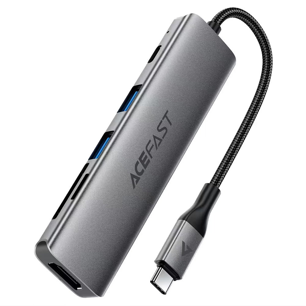 Hub USB-C Acefast J18, 6 em 1, Cinzento