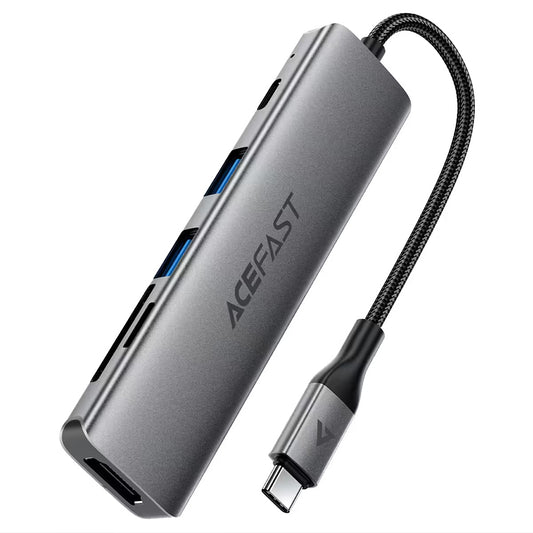 Hub USB-C Acefast J18, 6 em 1, Cinzento