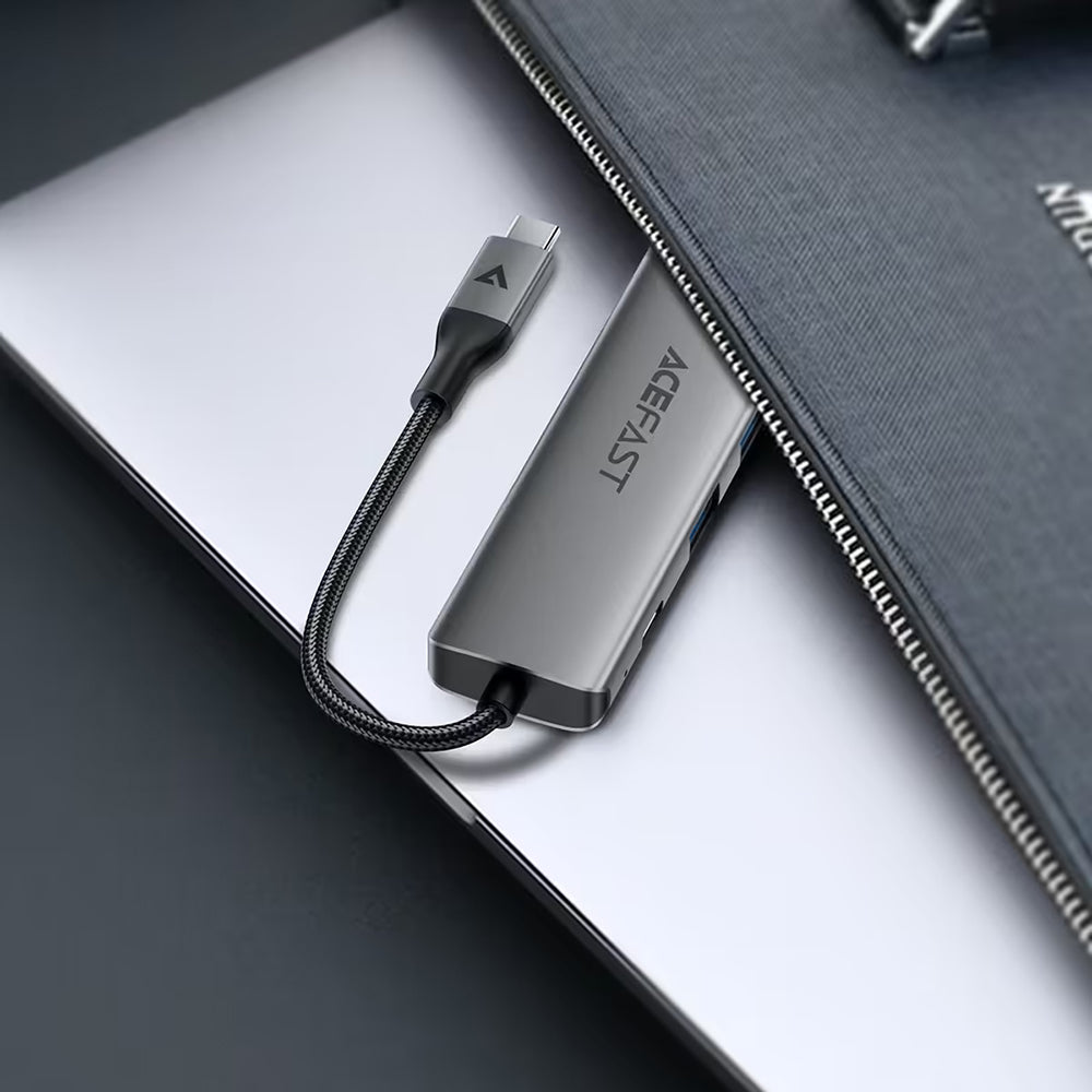 Hub USB-C Acefast J18, 6 em 1, Cinzento
