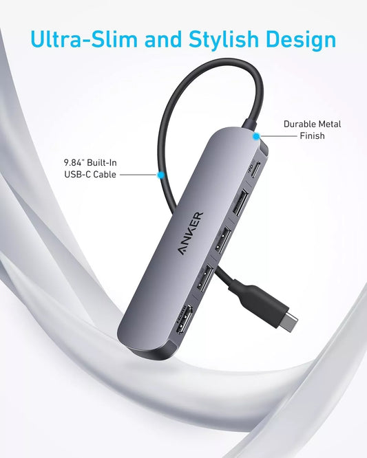 Hub USB-C Anker, 2 x USB-A - 1 x USB-A 3.0 - 1 x USB-C - 1 x HDMI, Cinzento A8357HA0