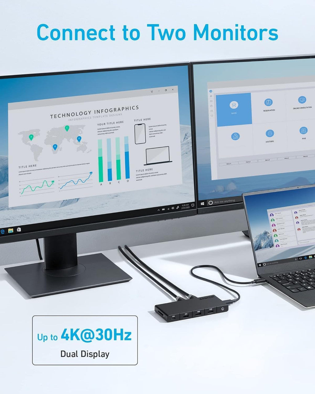 Hub USB-C Anker, 1 x USB-A 3.0 - 2 x USB-A - 3 x USB-C - 2 x HDMI - 1 x RJ45 - 1 x SD, Preto A83A2G11