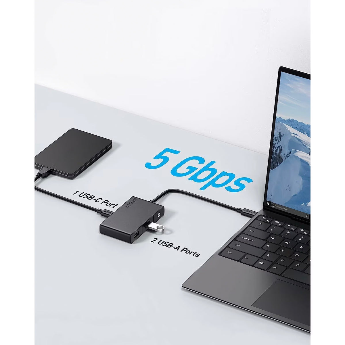 Hub USB-C Anker 332, 2 x USB-A - 2 x USB-C - 1 x HDMI, Preto A8356G11