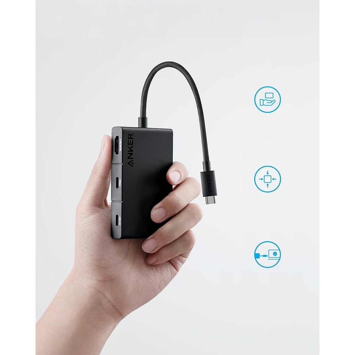 Hub USB-C Anker 332, 2 x USB-A - 2 x USB-C - 1 x HDMI, Preto A8356G11