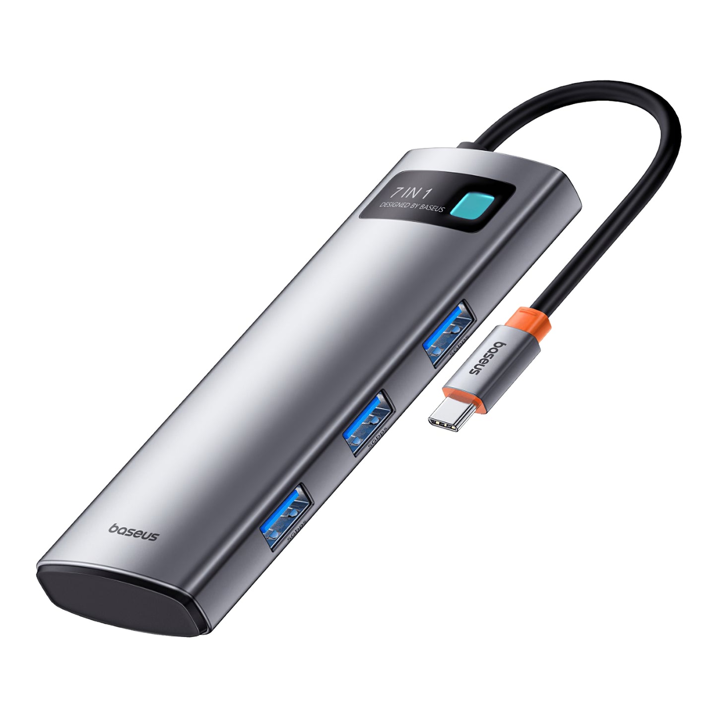 Baseus Joystar USB-C Hub, 3 x USB-A 3.0 - 1 x USB-C - 1 x HDMI - 1 x SD - 1 x microSD, Prata B0003070881111-00
