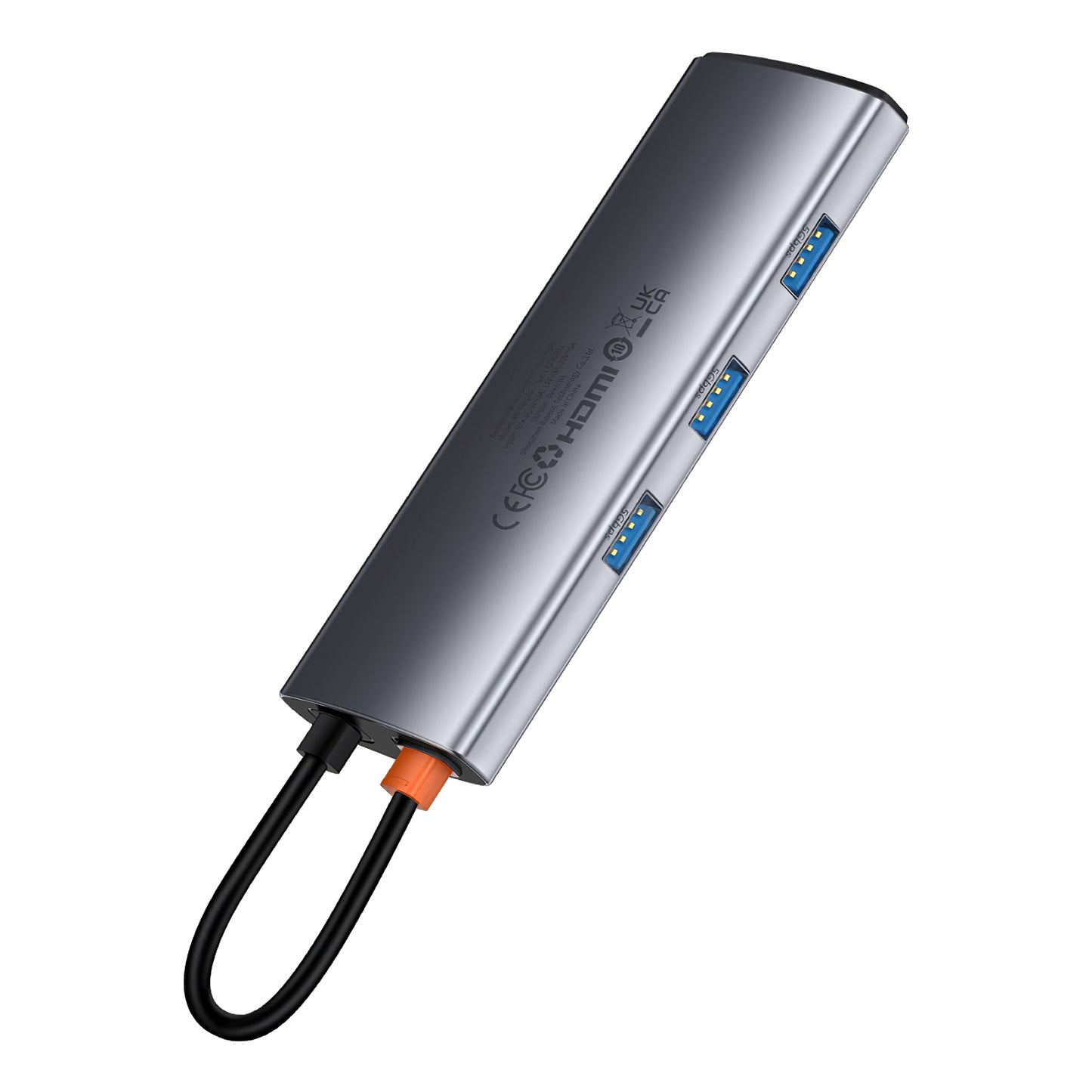 Baseus Joystar USB-C Hub, 3 x USB-A 3.0 - 1 x USB-C - 1 x HDMI - 1 x SD - 1 x microSD, Prata B0003070881111-00