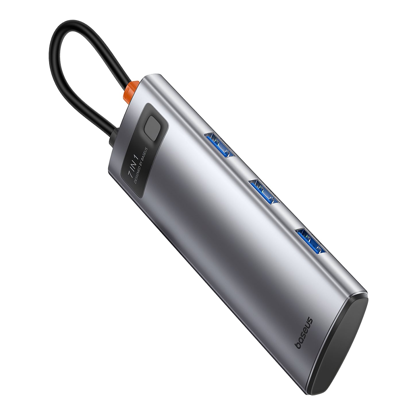 Baseus Joystar USB-C Hub, 3 x USB-A 3.0 - 1 x USB-C - 1 x HDMI - 1 x SD - 1 x microSD, Prata B0003070881111-00