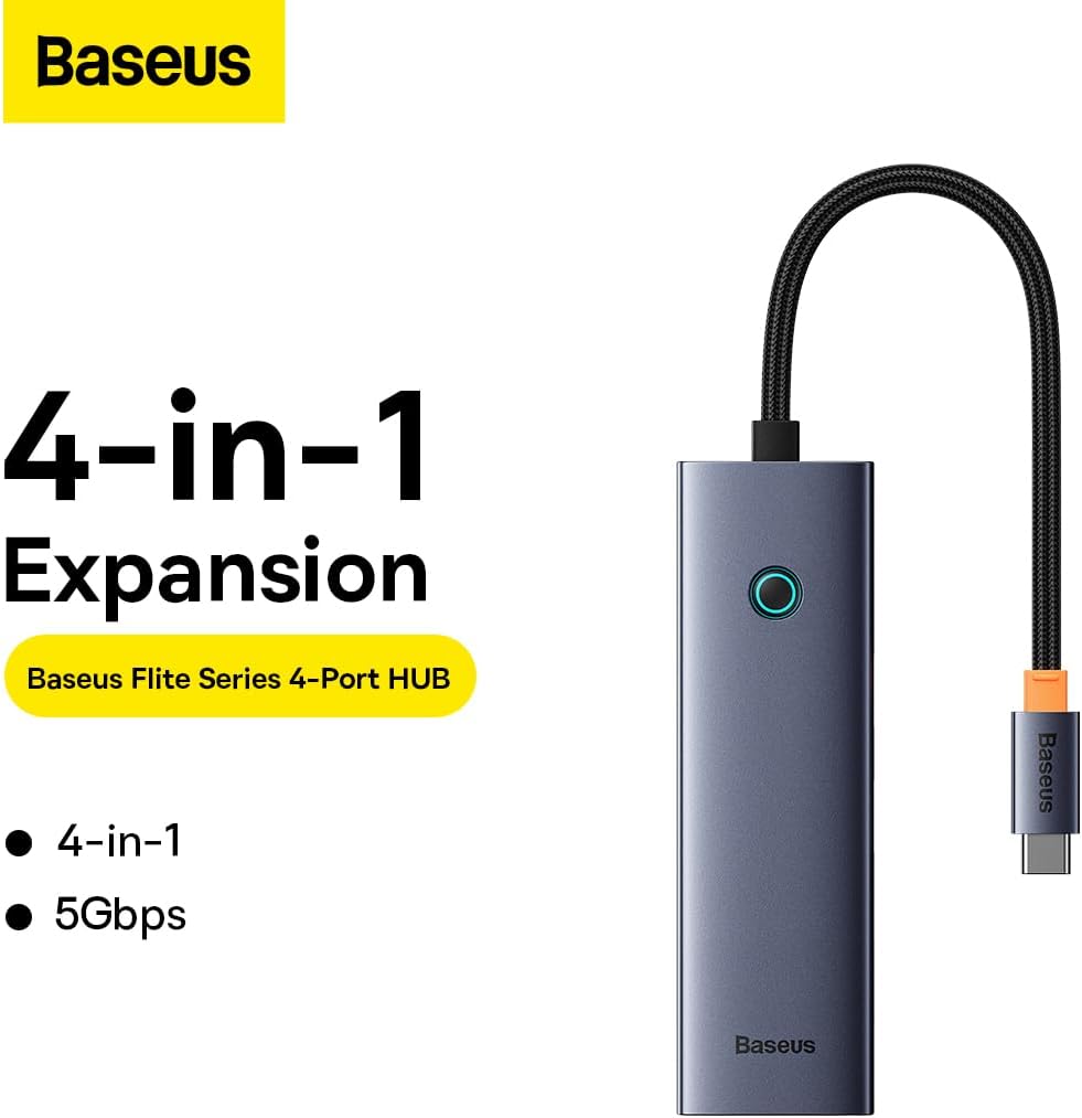 Hub USB-C Baseus UltraJoy, 4 x USB-A 3.0, Cinzento B0005280A813-03