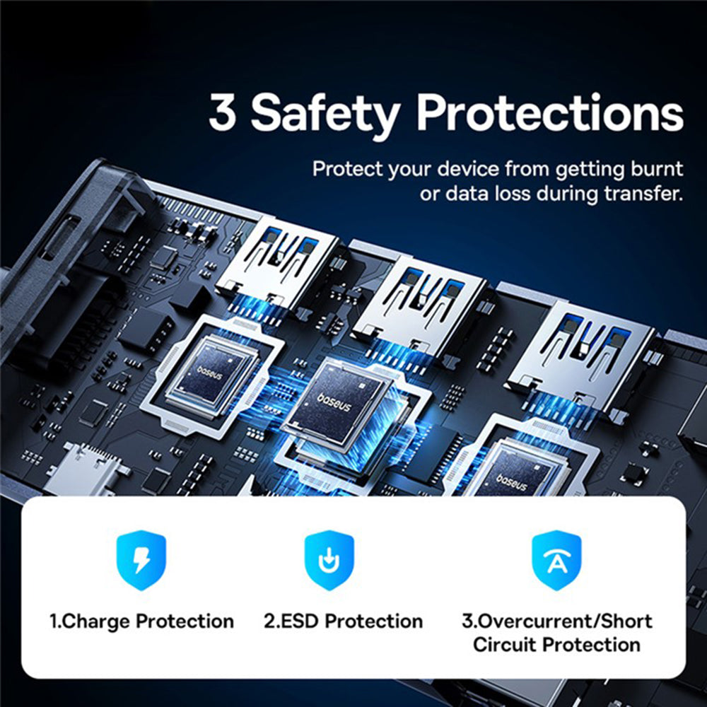 Hub USB-C Baseus UltraJoy, 4 x USB-A 3.0 - 1 x USB-C - 1 x HDMI - 1 x VGA, Cinzento B00052803811-01