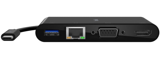 Belkin Connect USB-C Hub, 1 x USB-A 3.0 - 1 x HDMI - 1 x VGA - 1 x RJ45, Black AVC005btBK