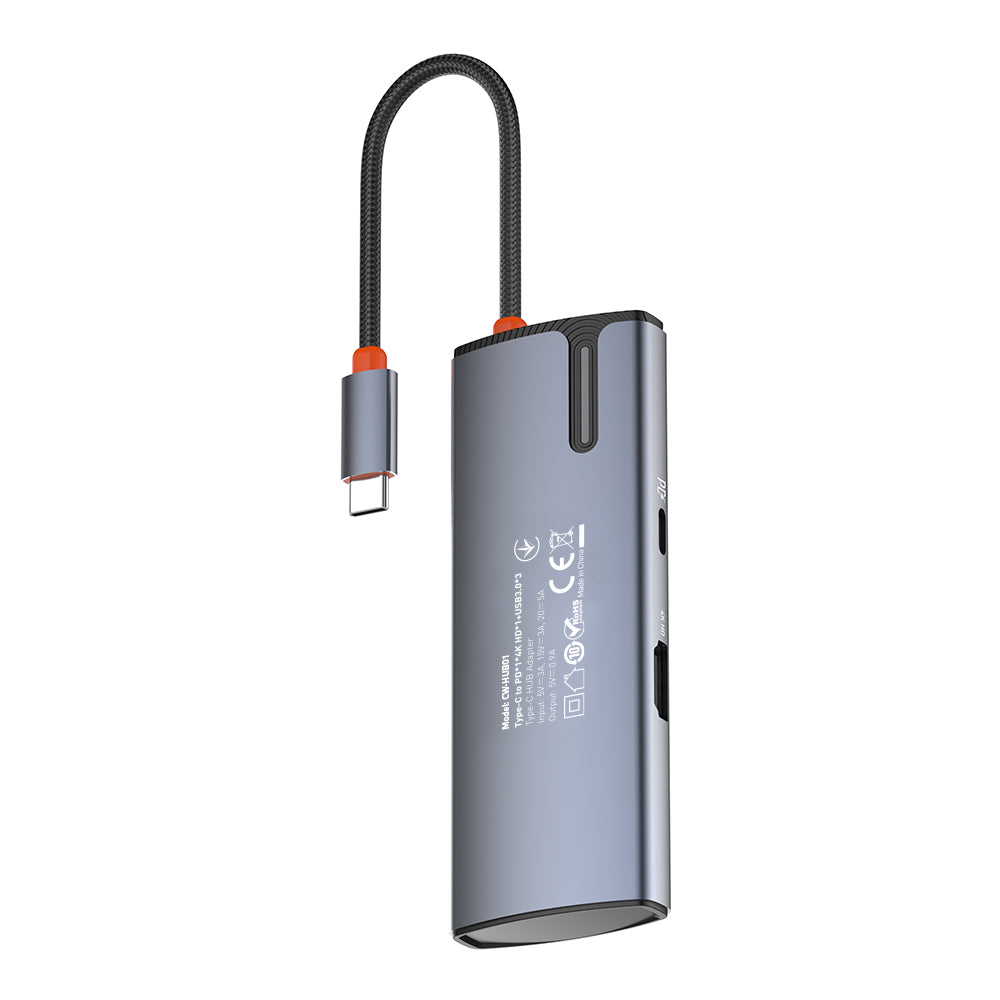 Hub USB-C ColorWay CW-HUB01, 5 em 1, Prateado