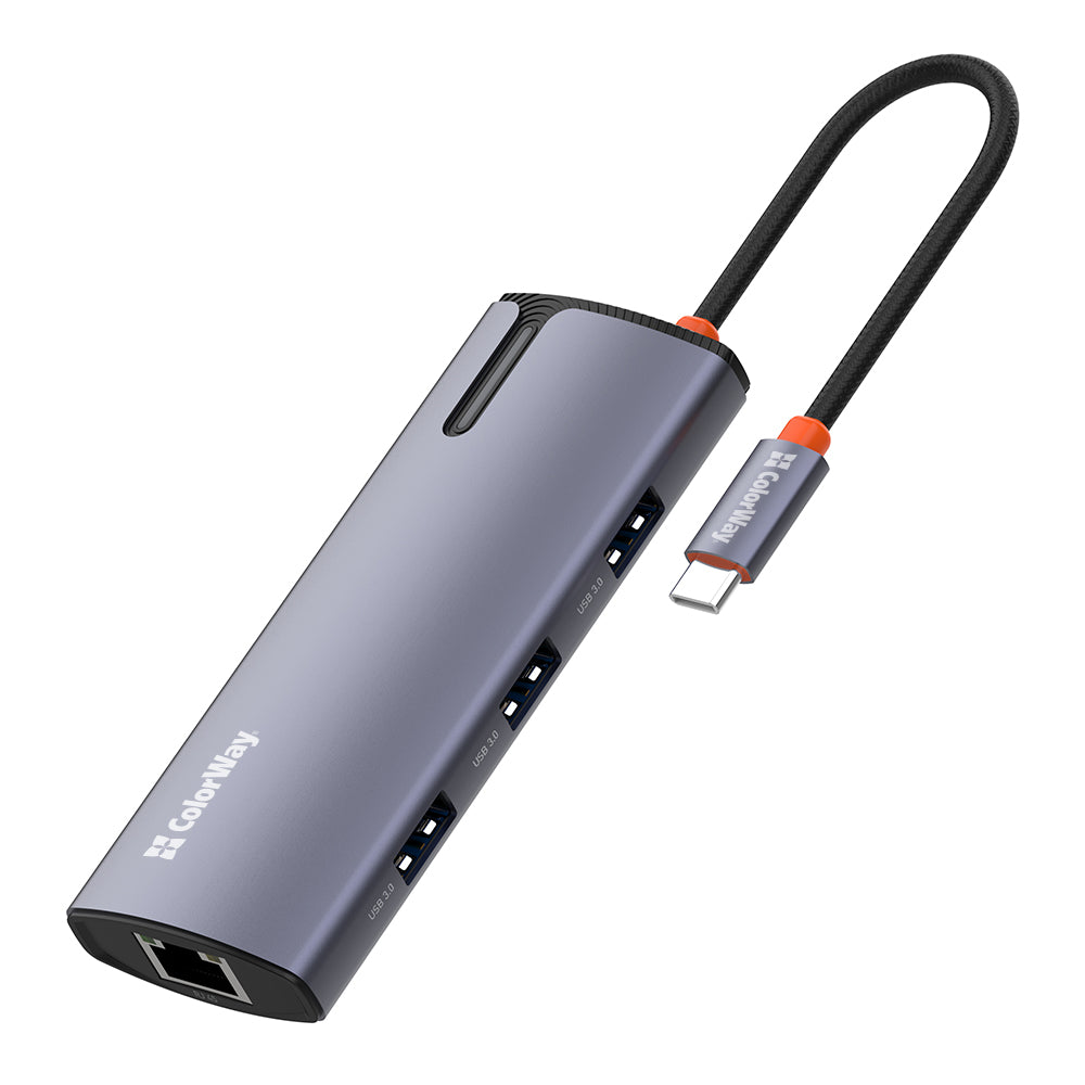 Hub USB-C ColorWay CW-HUB03, 6em1, Prateado