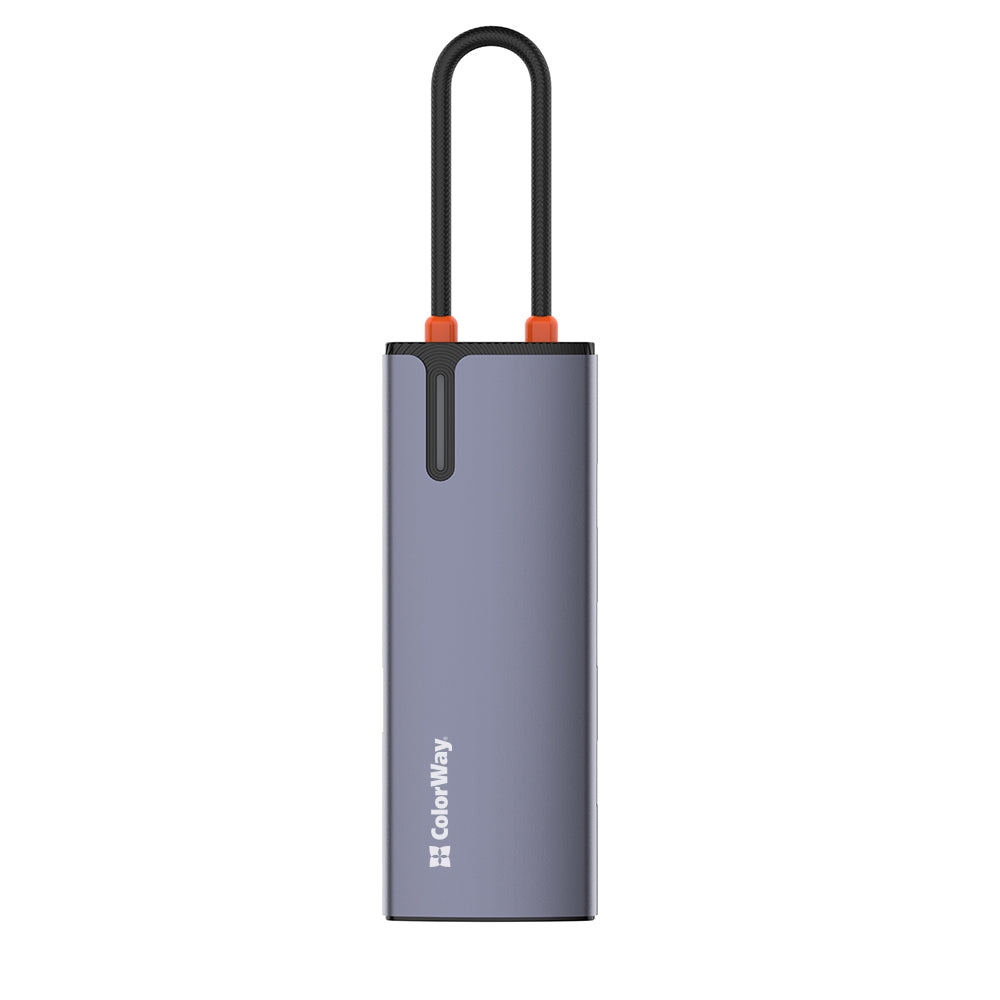 Hub USB-C ColorWay CW-HUB03, 6em1, Prateado
