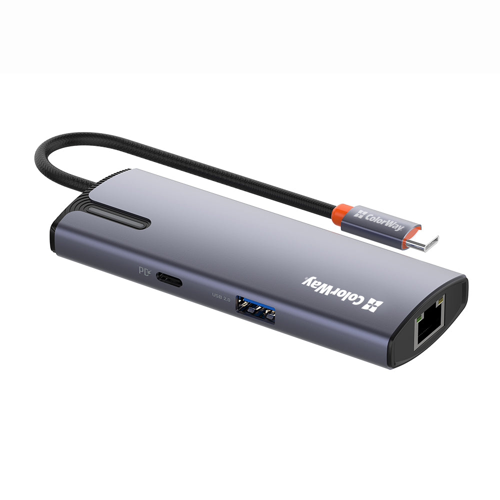 Hub USB-C ColorWay CW-HUB03, 6em1, Prateado