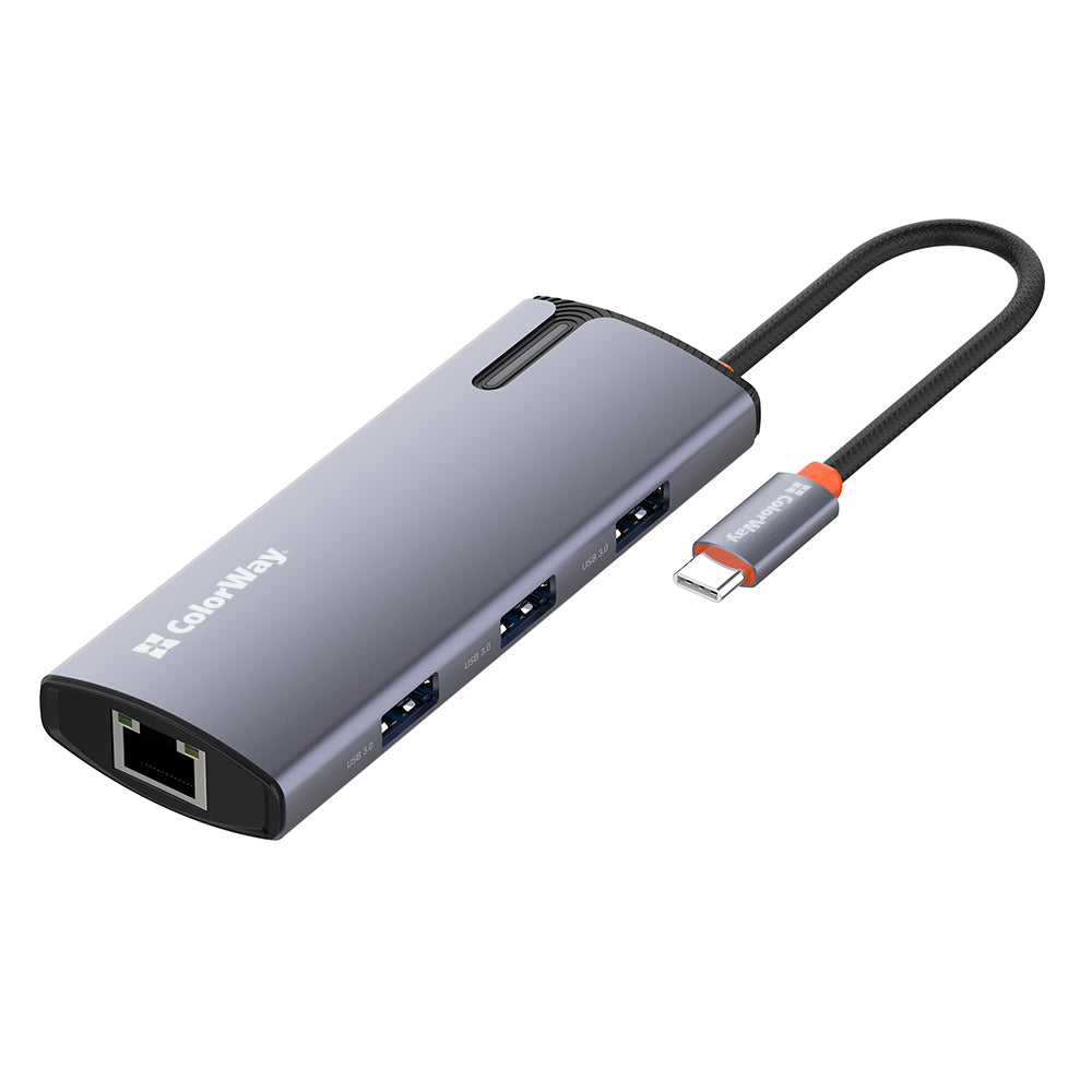 Hub USB-C ColorWay CW-HUB03, 6em1, Prateado