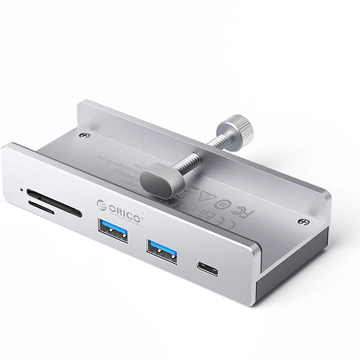 Hub USB-C Orico MH5PC Clamp, 2 x USB-A 3.2 - 1 x USB-C - 1 x SD - 1 x microSD, Prateado