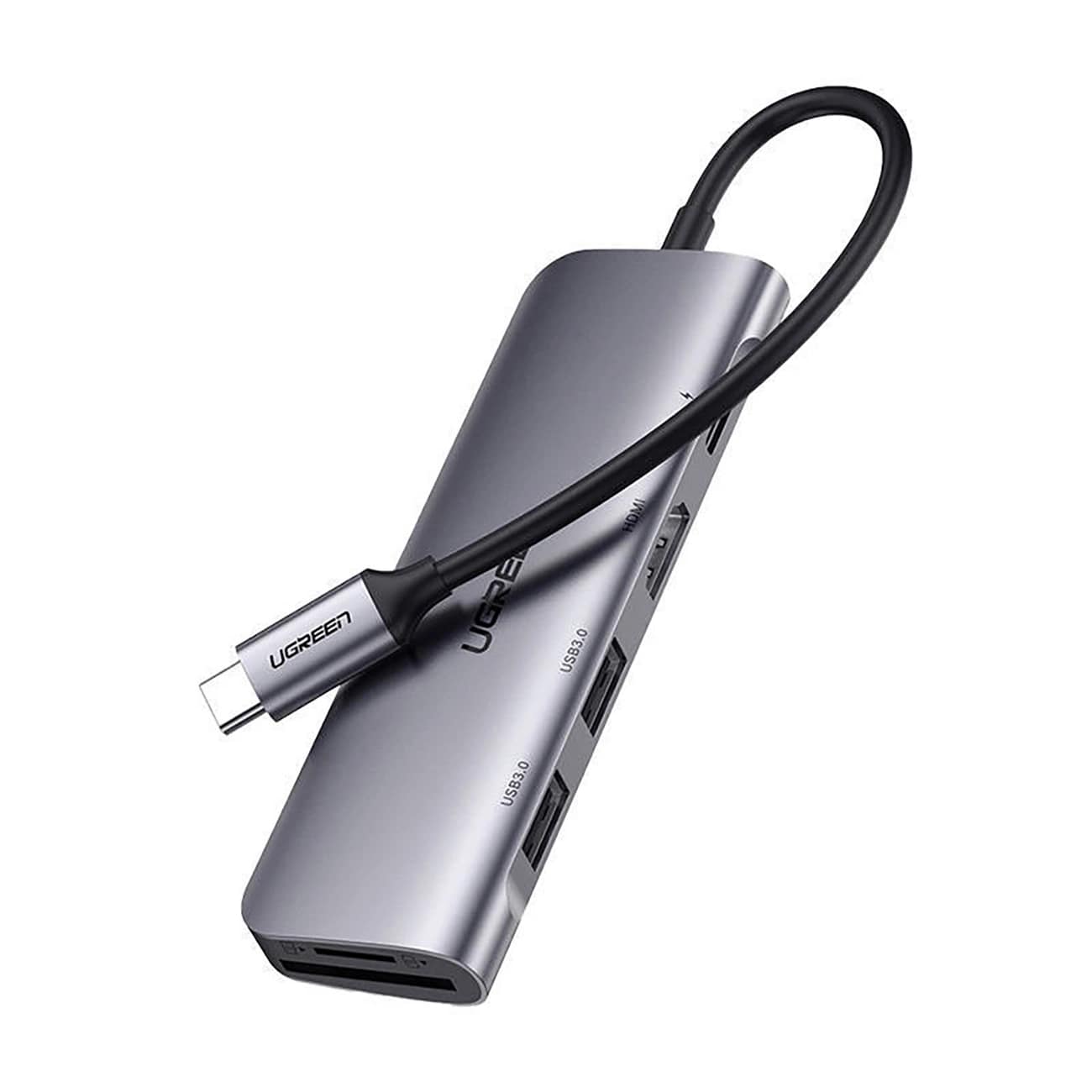 Hub USB-C UGREEN CM195 (15214), 2 x USB-A 3.0 - 1 x USB-C - 1 x HDMI - 1 x SD - 1 x microSD, Cinzento